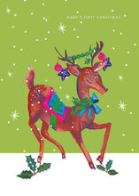 Load image into Gallery viewer, Reindeer Baby's First Christmas Card