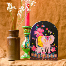 Load image into Gallery viewer, Elephant Mother and Child  Bell Jar Blank Greetings Card