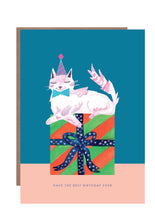 Load image into Gallery viewer, Cat on Present Birthday Greetings Card