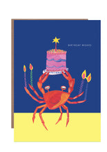 Load image into Gallery viewer, Party Crab and Cake Birthday Greetings Card