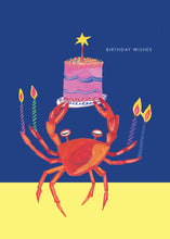 Load image into Gallery viewer, Party Crab and Cake Birthday Greetings Card