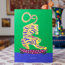 Load image into Gallery viewer, Rad Dad, Tiger on Skateboard greetings card