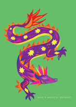 Load image into Gallery viewer, Dragon and Stars Birthday Greetings Card