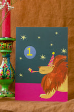 Load image into Gallery viewer, Age 1  Party Lion Children's Birthday Greetings Card
