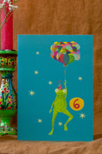 Load image into Gallery viewer, Age 6 Party Frog Children's Birthday Greetings Card