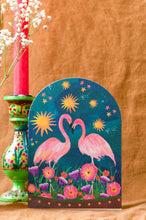 Load image into Gallery viewer, Sunset Flamingo Bell Jar Blank Greetings Card