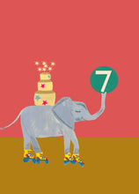 Load image into Gallery viewer, Age 7 Magical Party Elephant Children's Birthday Greetings Card