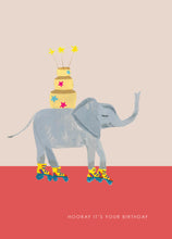 Load image into Gallery viewer, Elephant On Roller Skates  Birthday Greetings Card