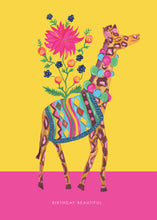 Load image into Gallery viewer, Giraffe Birthday Blooms Greetings Card