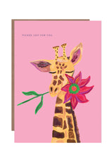 Load image into Gallery viewer, Giraffe with Flower Greetings Card