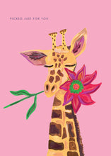 Load image into Gallery viewer, Giraffe with Flower Greetings Card