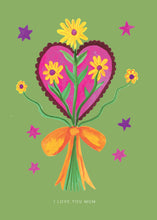 Load image into Gallery viewer, Heart and Flowers Mum Greetings Card