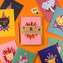 Load image into Gallery viewer, Magical Party Animals Birthday Bundle of 8 Greetings Cards