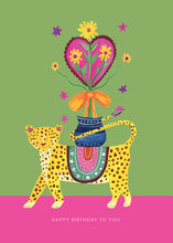 Load image into Gallery viewer, Leopard and Heart Birthday Greetings Card