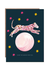 Load image into Gallery viewer, Leopard Over The Moon Greetings Card