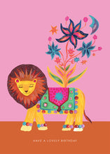 Load image into Gallery viewer, Lion Birthday Blooms Greetings Card