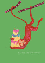 Load image into Gallery viewer, Monkey and Cake Birthday Greetings Card