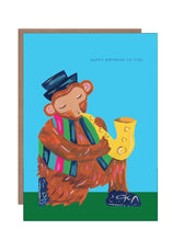 Load image into Gallery viewer, Rocking Monkey Birthday Greetings Card