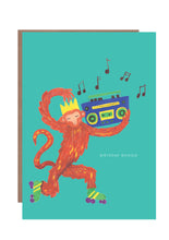 Load image into Gallery viewer, Musical Monkey Birthday Greetings Card