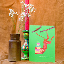 Load image into Gallery viewer, Monkey and Cake Birthday Greetings Card