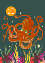 Load image into Gallery viewer, Age 10 Party Octopus Children's Birthday Greetings Card