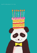 Load image into Gallery viewer, Panda Cake Hat Birthday Greetings Card