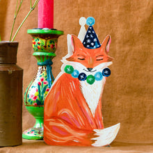Load image into Gallery viewer, Party Fox die-cut Greetings Card