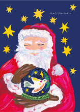 Load image into Gallery viewer, Santa with globe Christmas Card