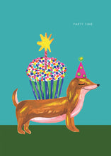 Load image into Gallery viewer, Sausage Dog and Cupcake Birthday Greetings Card