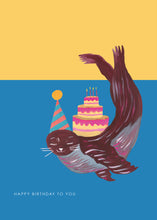 Load image into Gallery viewer, Sea Lion and Cake Birthday Greetings Card