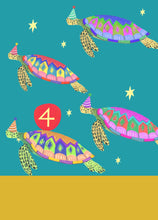 Load image into Gallery viewer, Age 4 Party Turtles Children's Birthday Greetings Card