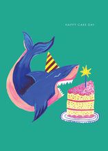 Load image into Gallery viewer, Shark and Cake Birthday Greetings Card