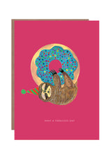 Load image into Gallery viewer, Sloth and Donut Birthday Greetings Card