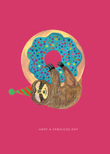 Load image into Gallery viewer, Sloth and Donut Birthday Greetings Card