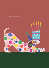 Load image into Gallery viewer, Spotty Dog and Cake Birthday Greetings Card