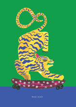 Load image into Gallery viewer, Rad Dad, Tiger on Skateboard greetings card