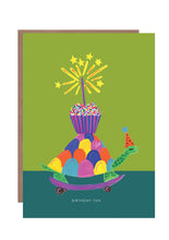 Load image into Gallery viewer, Party Tortoise on Skateboard Birthday Greetings Card