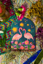 Load image into Gallery viewer, Sunset Flamingo Bell Jar Blank Greetings Card