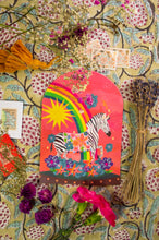 Load image into Gallery viewer, Zebra and Rainbow Bell Jar Blank Greetings Card