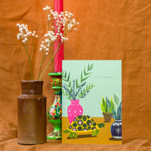 Load image into Gallery viewer, Tortoise and Plants birthday greetings card