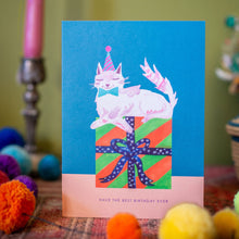 Load image into Gallery viewer, Cat on Present Birthday Greetings Card