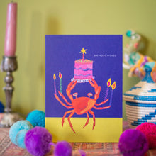 Load image into Gallery viewer, Crab with Cake Birthday Greetings Card