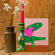 Load image into Gallery viewer, Croco With Heart Greetings Card