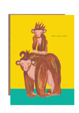 Load image into Gallery viewer, Monkey Dad and Kid greetings card