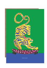 Load image into Gallery viewer, Rad Dad, Tiger on Skateboard greetings card
