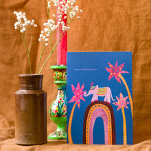 Load image into Gallery viewer, Elephant on Rainbow Birthday Greetings Card