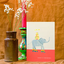 Load image into Gallery viewer, Elephant On Roller Skates  Birthday Greetings Card