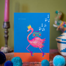 Load image into Gallery viewer, Dancing Flamingo Greetings Card