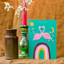 Load image into Gallery viewer, Flamingo My Moon and Stars Greetings Card