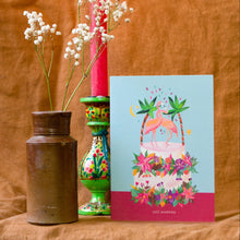 Load image into Gallery viewer, Flamingo Wedding Cake Greetings Card